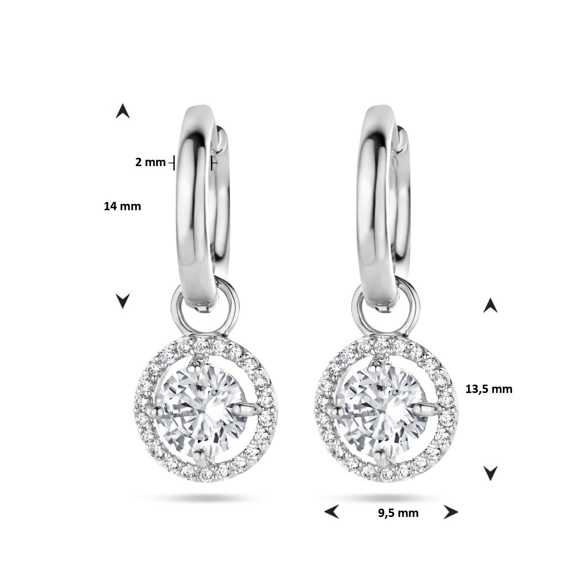 Fantasy Collection Oorbellen zirkonia halo zilver