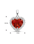 zilver gerhodineerd hanger hart synth. robijn en zirkonia halo 1335698 - PansiteNederland.nl