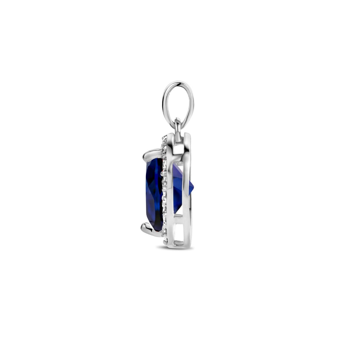 Fantasy Collection Hanger hart synth. saffier en zirkonia halo zilver