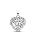 zilver gerhodineerd hanger hart zirkonia halo 1335736 - PansiteNederland.nl