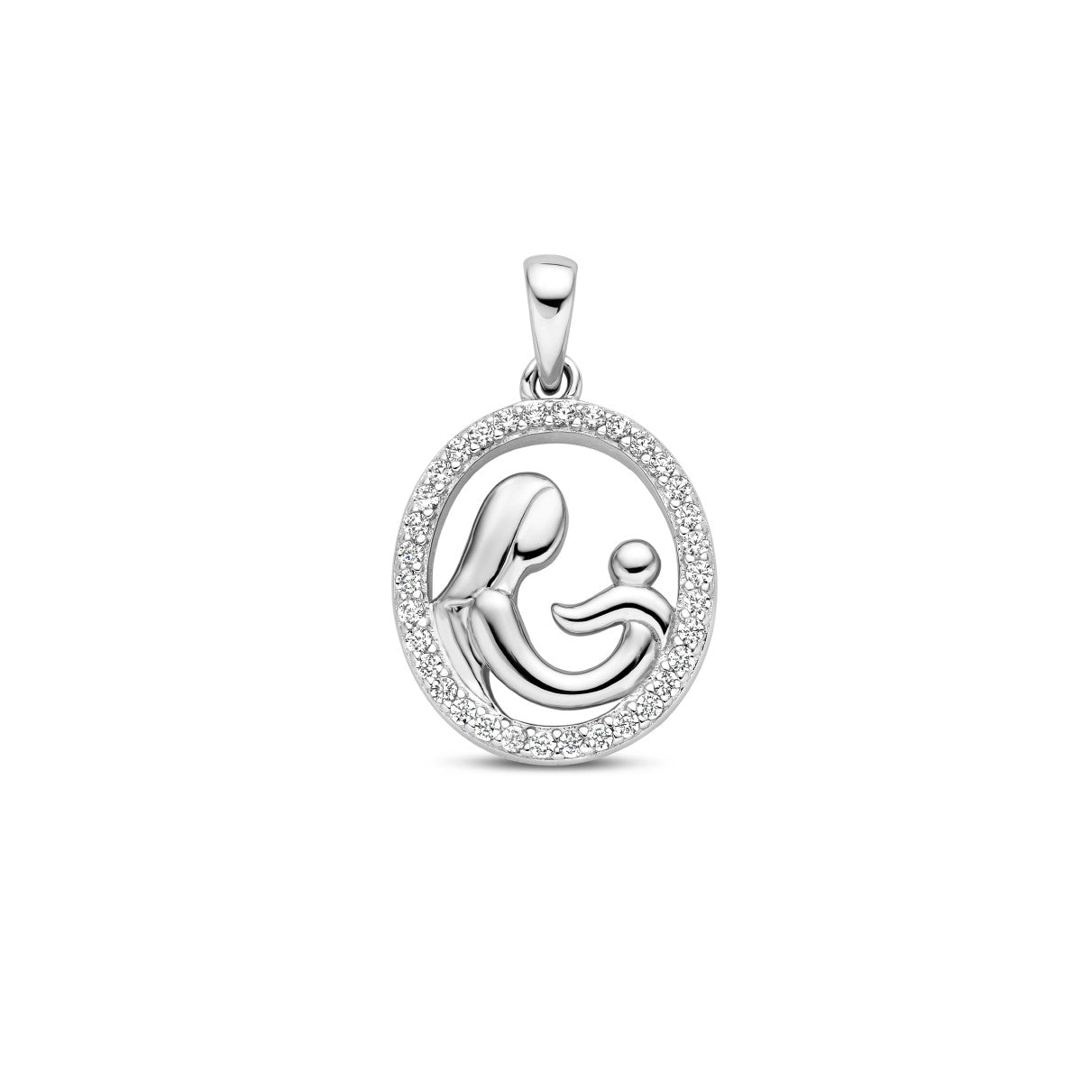 Fantasy Collection Hanger moeder en kind zirkonia 17,5 mm zilver