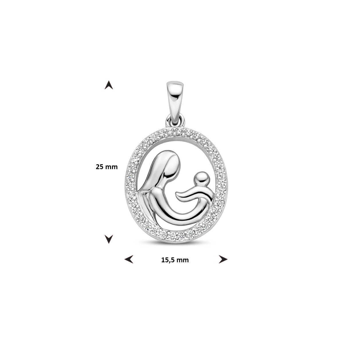 Fantasy Collection Hanger moeder en kind zirkonia 17,5 mm zilver