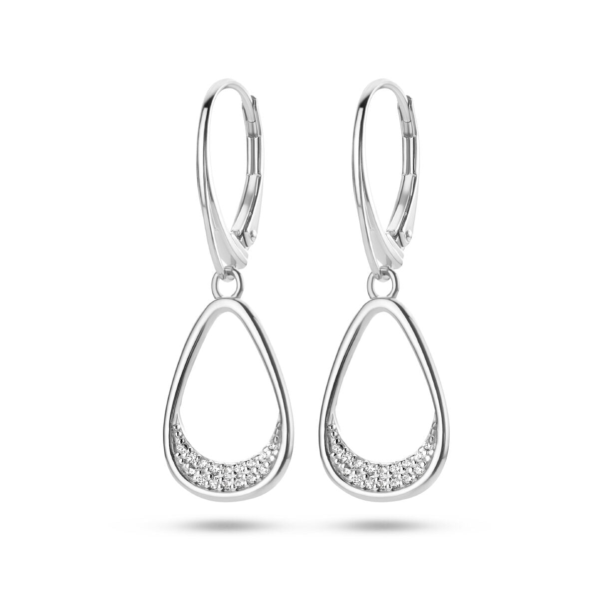 Fantasy Collection Hangende oorbellen druppel zirkonia brisure haak zilver