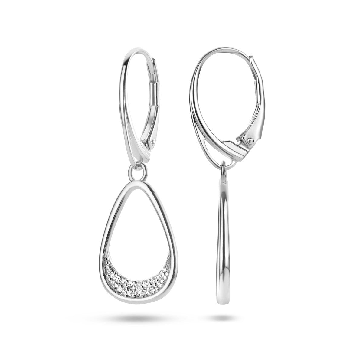 Fantasy Collection Hangende oorbellen druppel zirkonia brisure haak zilver