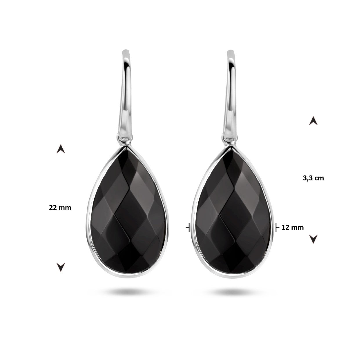 Fantasy Collection Hangende oorbellen onyx franse haak zilver