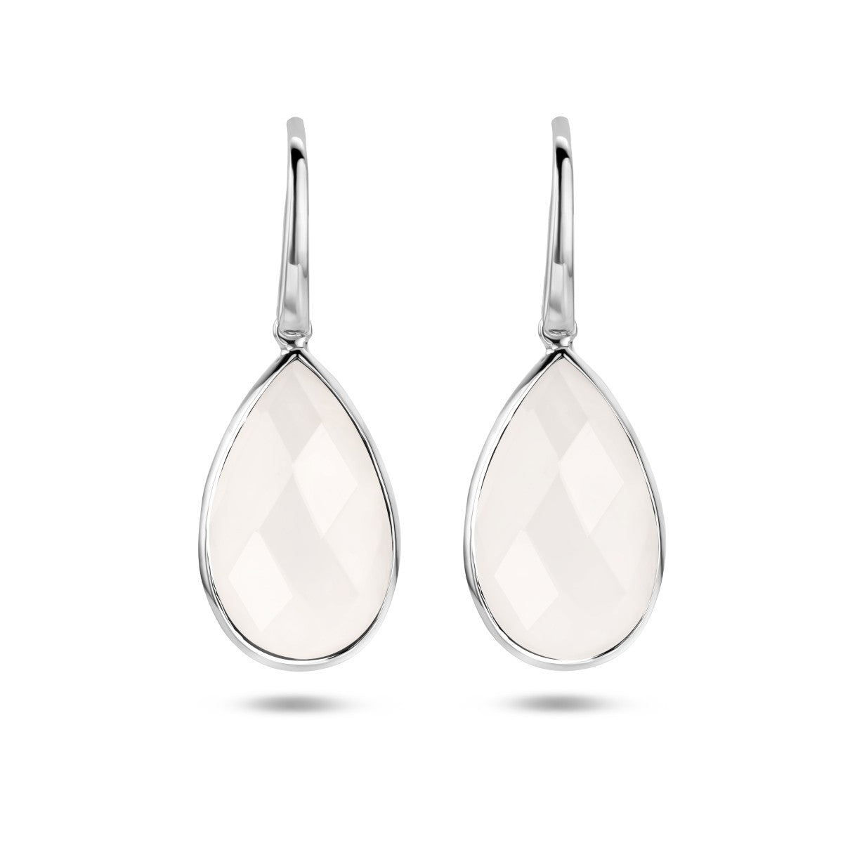 Fantasy Collection Hangende oorbellen wit agaat franse haak zilver