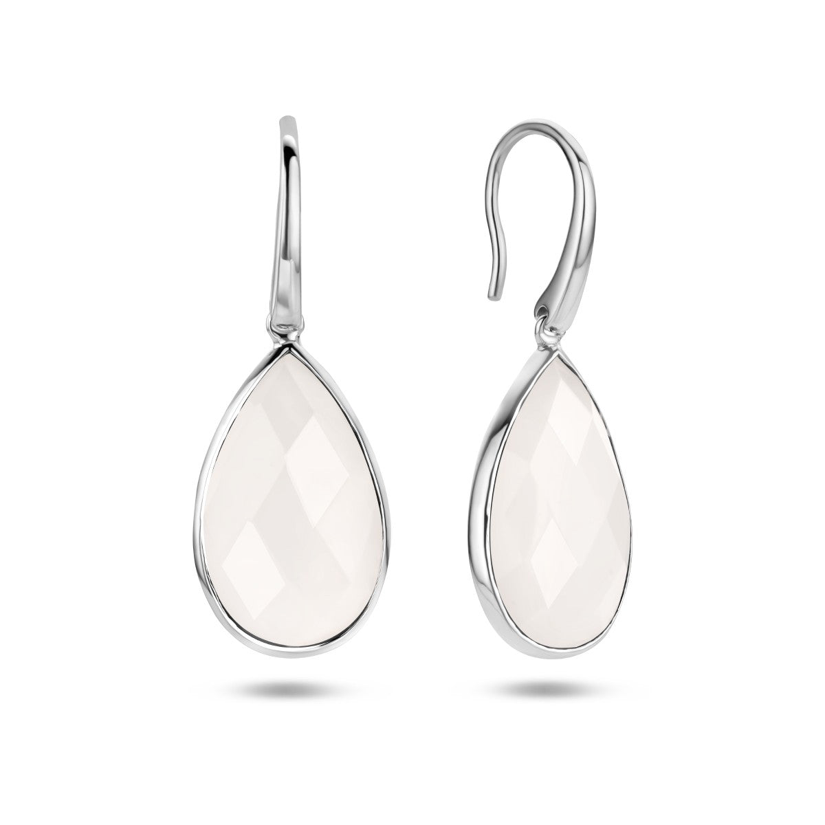 Fantasy Collection Hangende oorbellen wit agaat franse haak zilver