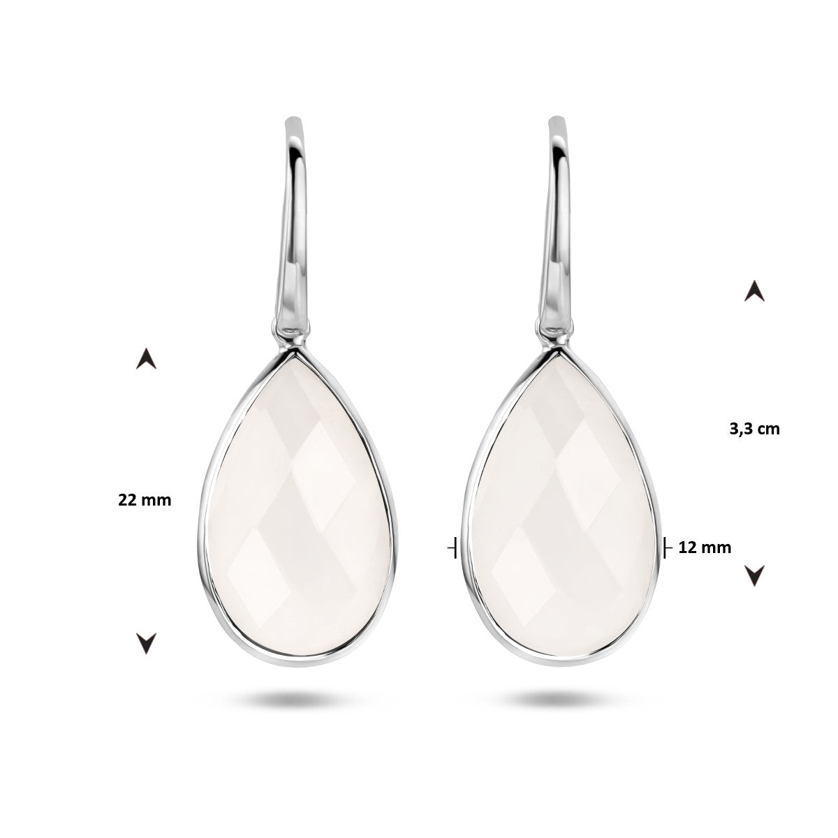 Fantasy Collection Hangende oorbellen wit agaat franse haak zilver
