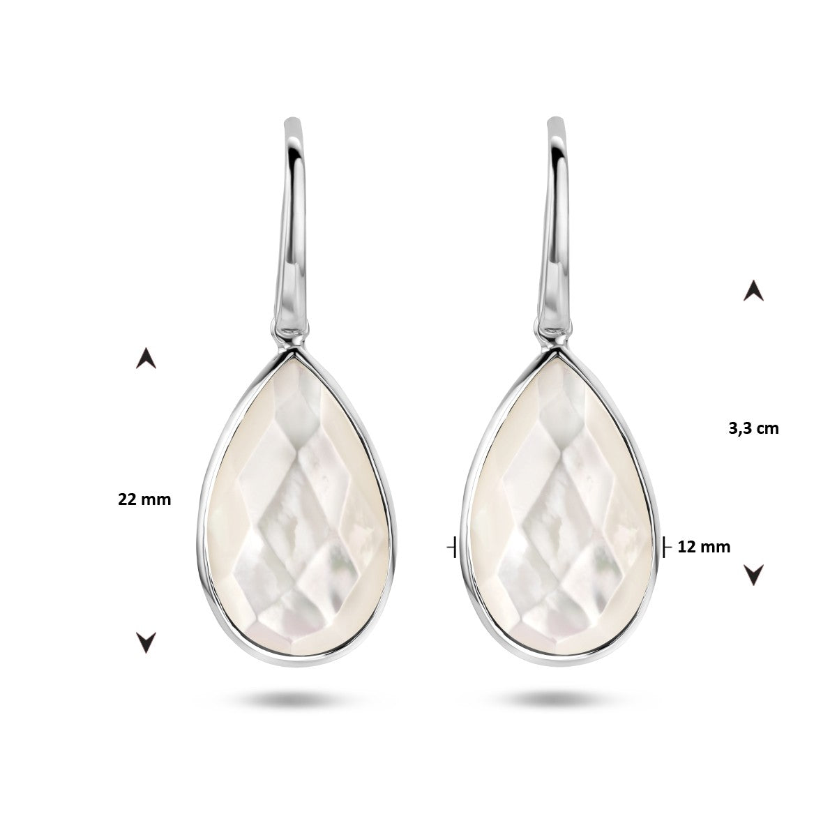 Fantasy Collection Hangende oorbellen parelmoer franse haak zilver