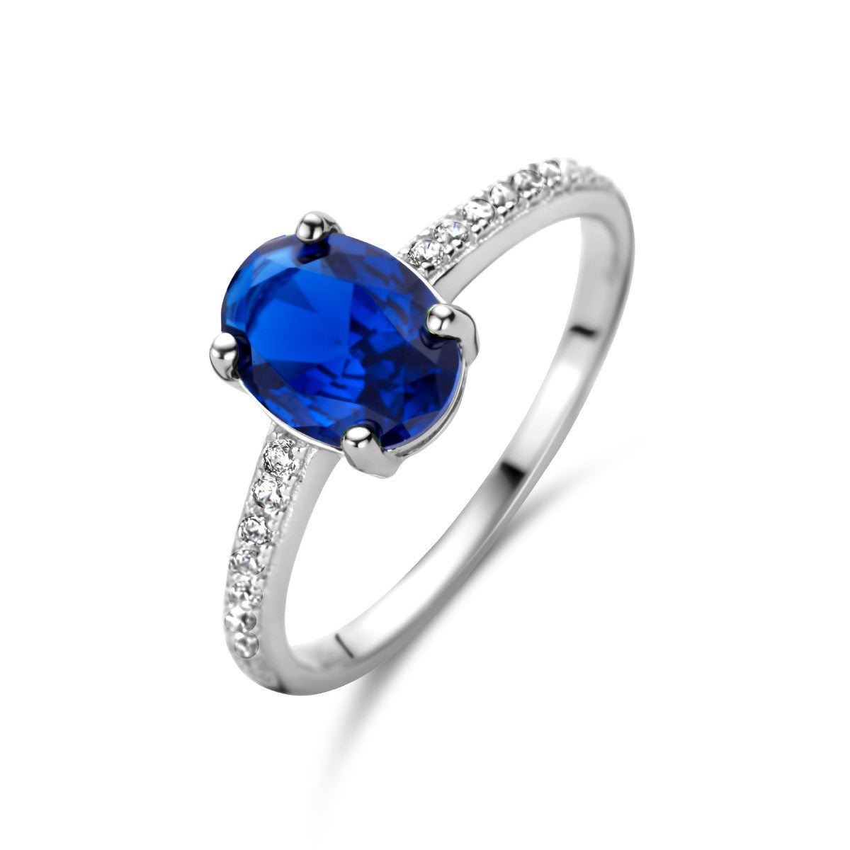 Fantasy Collection Ring blauw en wit zirkonia zilver