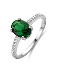 Gerhodineerd Zilver Ring Groen En Wit Met Zirkonia 1335859 - PansiteNederland.nl