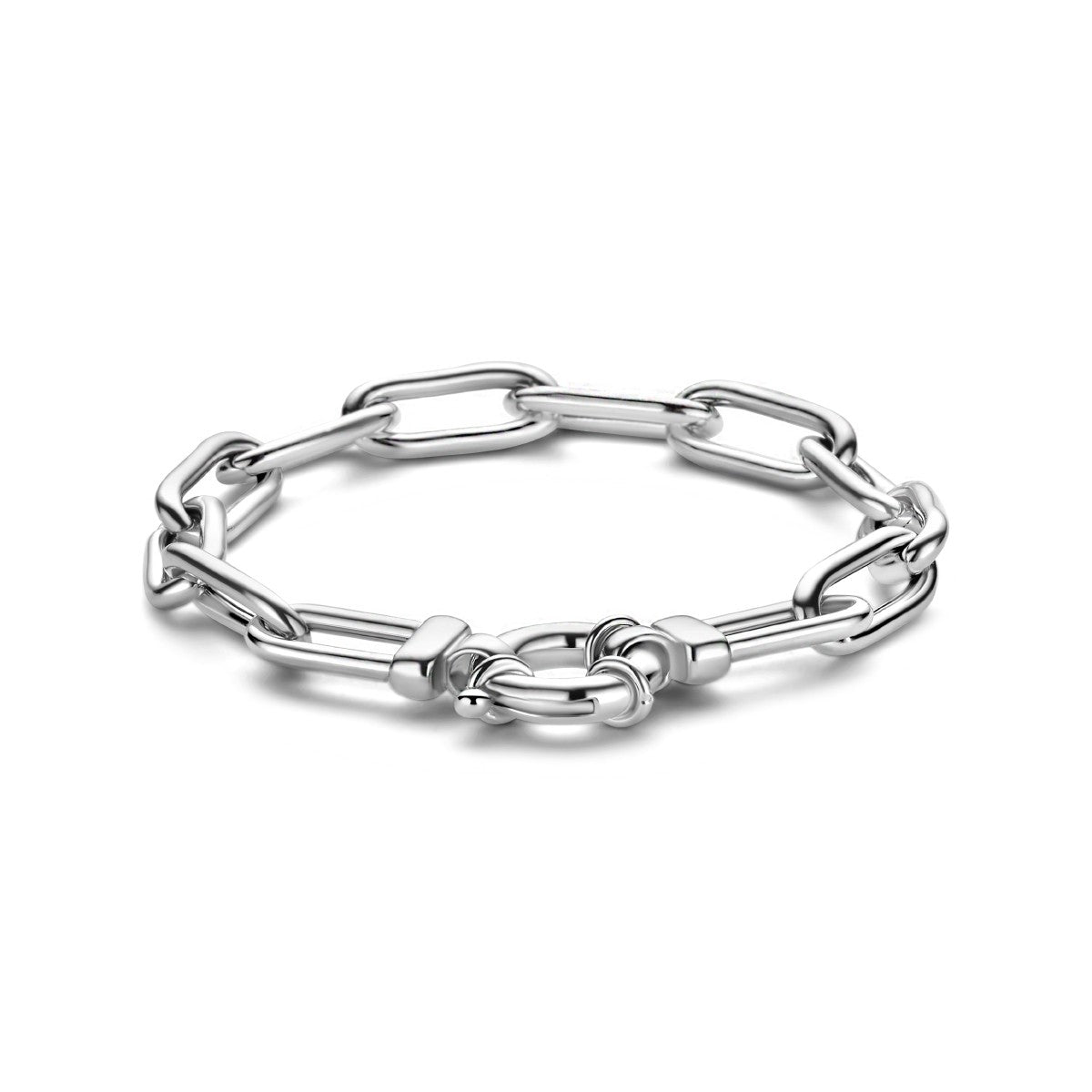 Fantasy Collection Armband paperclip 19 cm met groot veerslot zilver