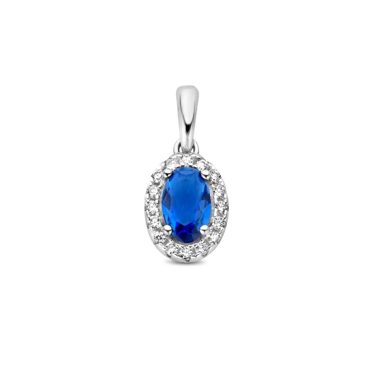 Fantasy Collection Hanger zirkonia saffier halo zilver