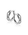 Zinzi 15mm zilveren oorringen organisch gevormd met twee golvende banen, waarvan één bezet met witte zirkonia's, met luxe klapsluiting ZIO2629 - PansiteNederland.nl