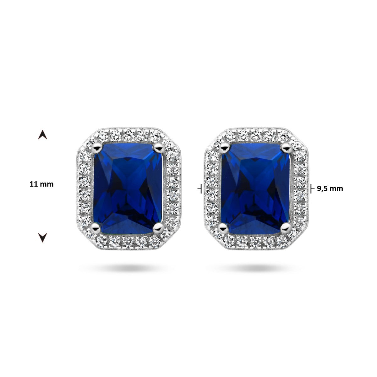 Fantasy Collection Oorbellen blauw en wit zirkonia halo zilver