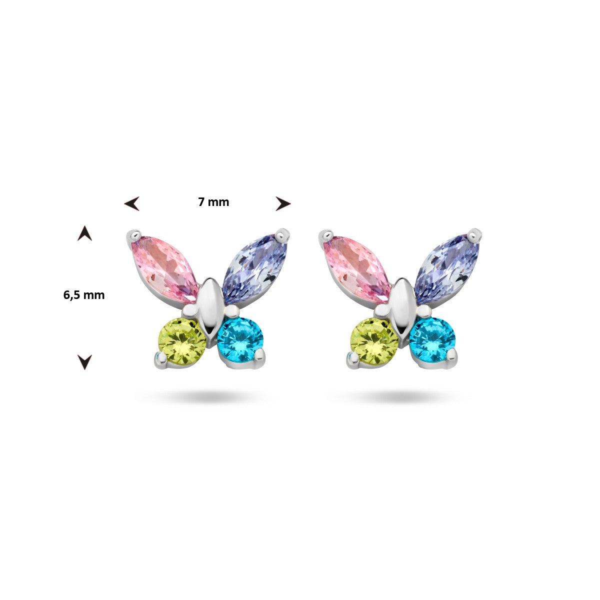 Fantasy Collection Oorbellen vlinder meerdere kleuren zirkonia zilver - PSN1336095