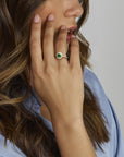 Gerhodineerd Zilver Ring Groen En Wit Met Zirkonia Halo 1336130 - PansiteNederland.nl