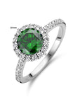 Gerhodineerd Zilver Ring Groen En Wit Met Zirkonia Halo 1336130 - PansiteNederland.nl