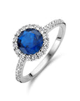 Gerhodineerd Zilver Ring Blauw En Wit Met Zirkonia Halo 1336134 - PansiteNederland.nl