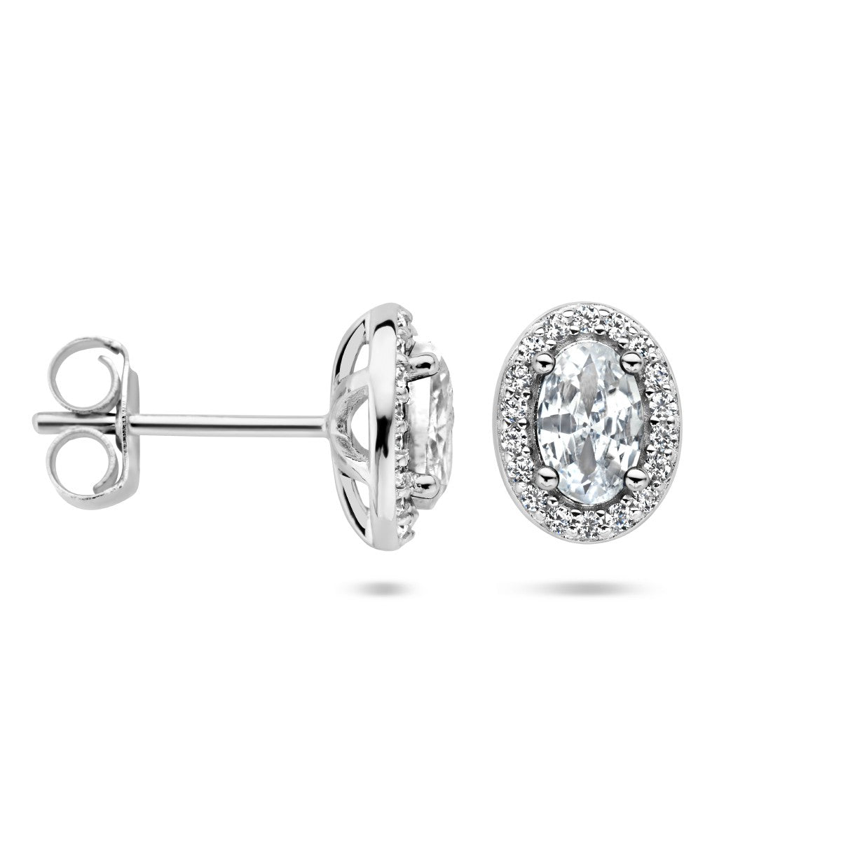 Fantasy Collection Oorbellen zirkonia halo zilver