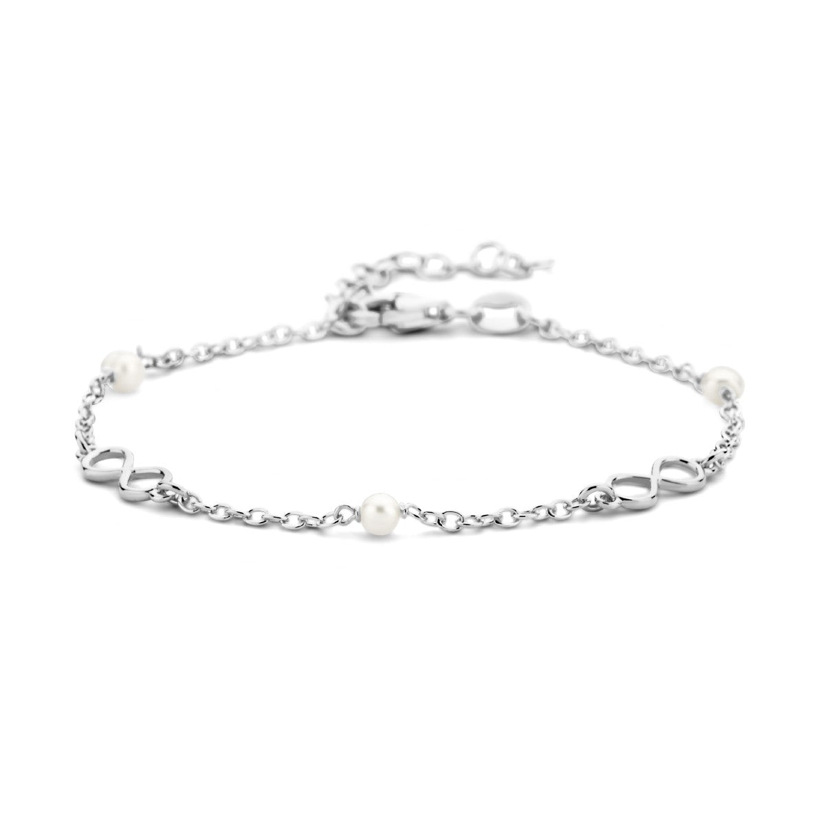 Fantasy Collection Armband infinity en parels 16 + 3 cm 1 micron zilver