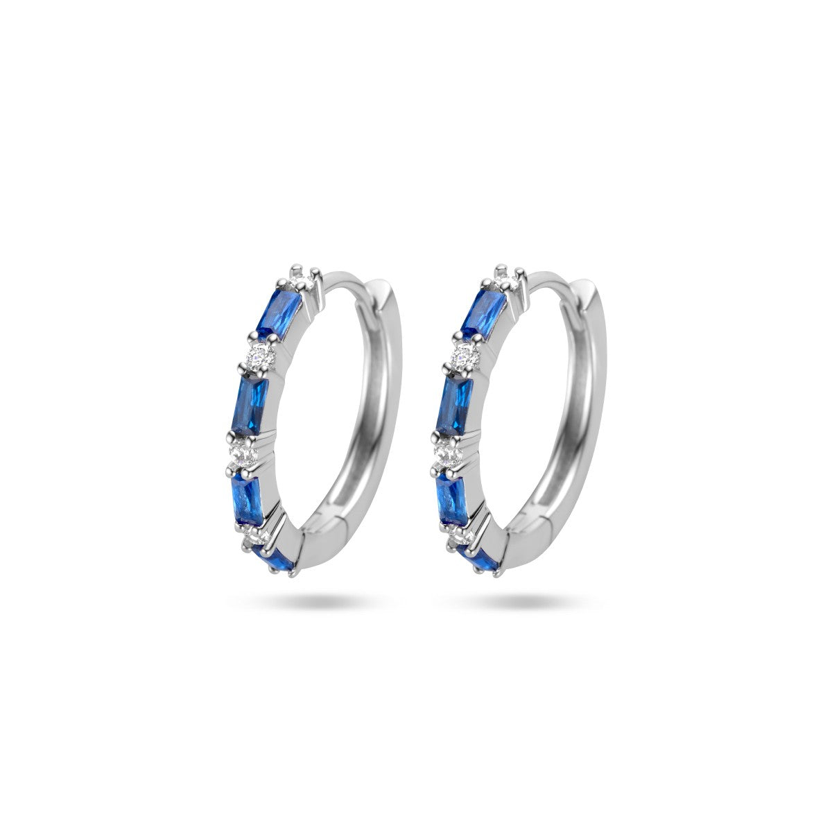 Fantasy Collection Oorbellen blauw zirkonia zilver