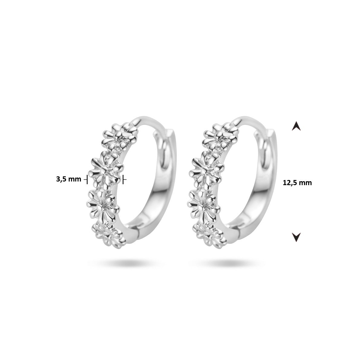 Fantasy Collection Oorbellen bloemen zilver