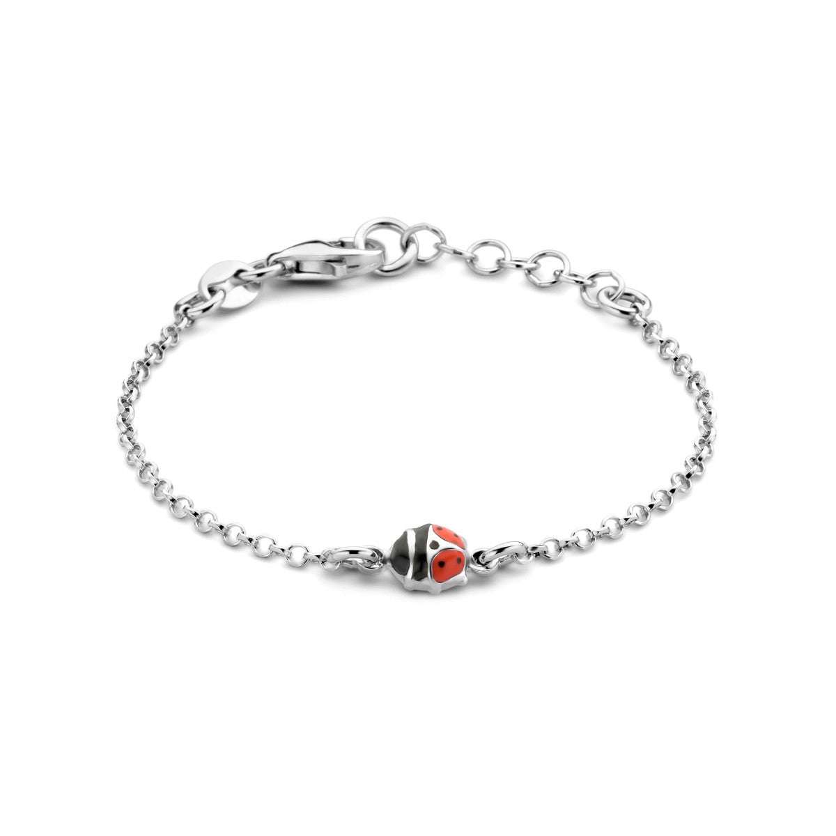 Fantasy Collection Armband lieveheersbeestje emaille 11 + 2 cm zilver