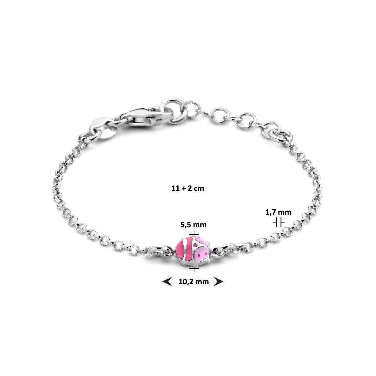 Fantasy Collection Armband lieveheersbeestje emaille 11 + 2 cm zilver
