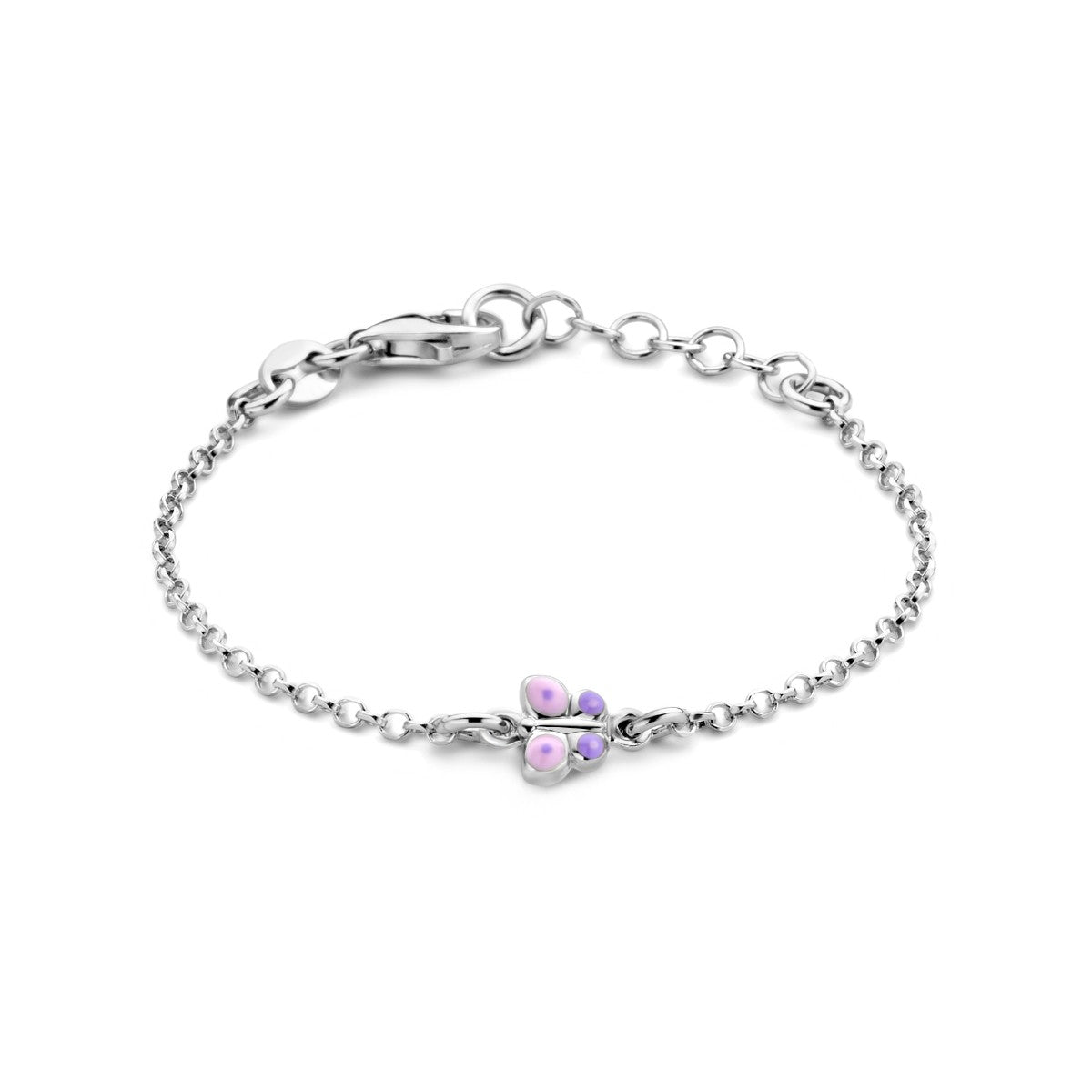 Fantasy Collection Armband vlinder emaille 11 + 2 cm zilver