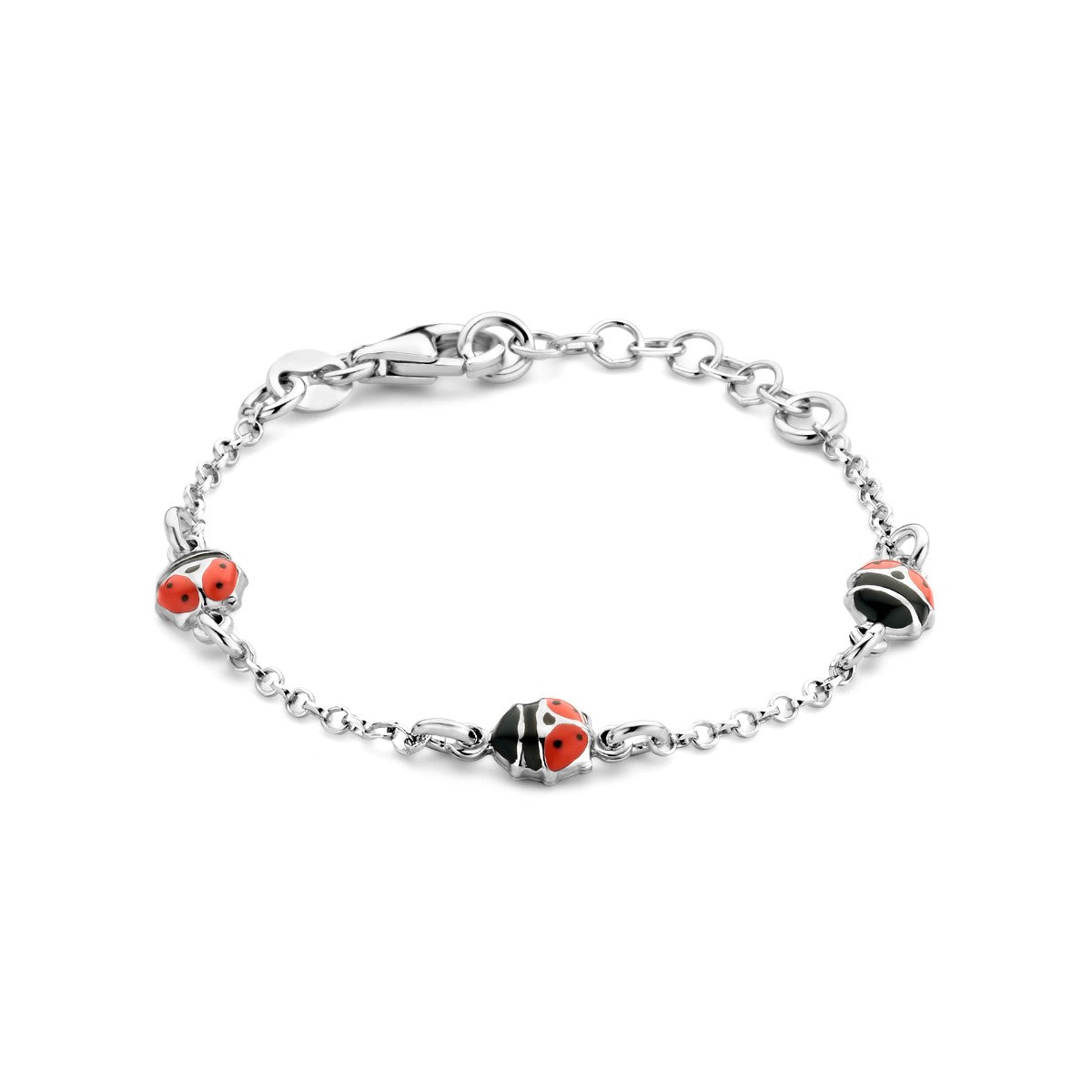 Fantasy Collection Armband lieveheersbeestje emaille 11 + 2 cm zilver