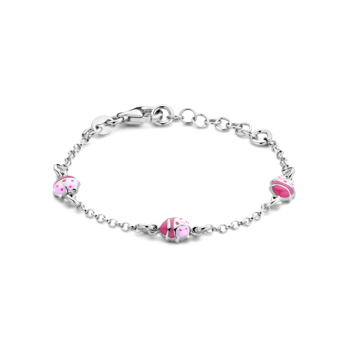 Fantasy Collection Armband lieveheersbeestje emaille 11 + 2 cm zilver
