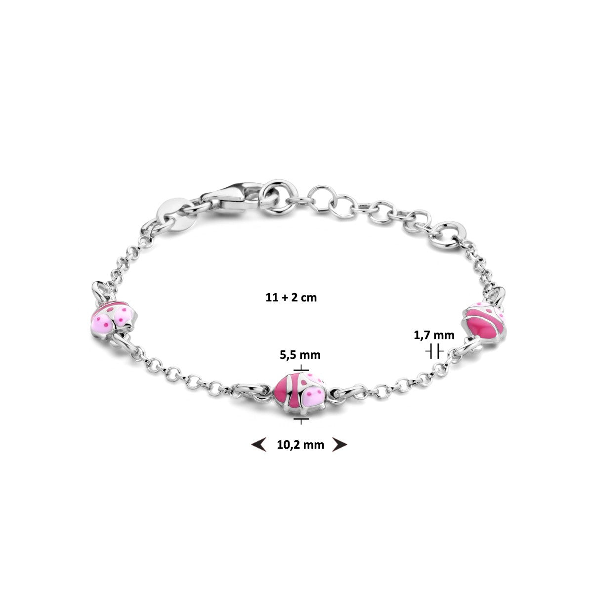 Fantasy Collection Armband lieveheersbeestje emaille 11 + 2 cm zilver