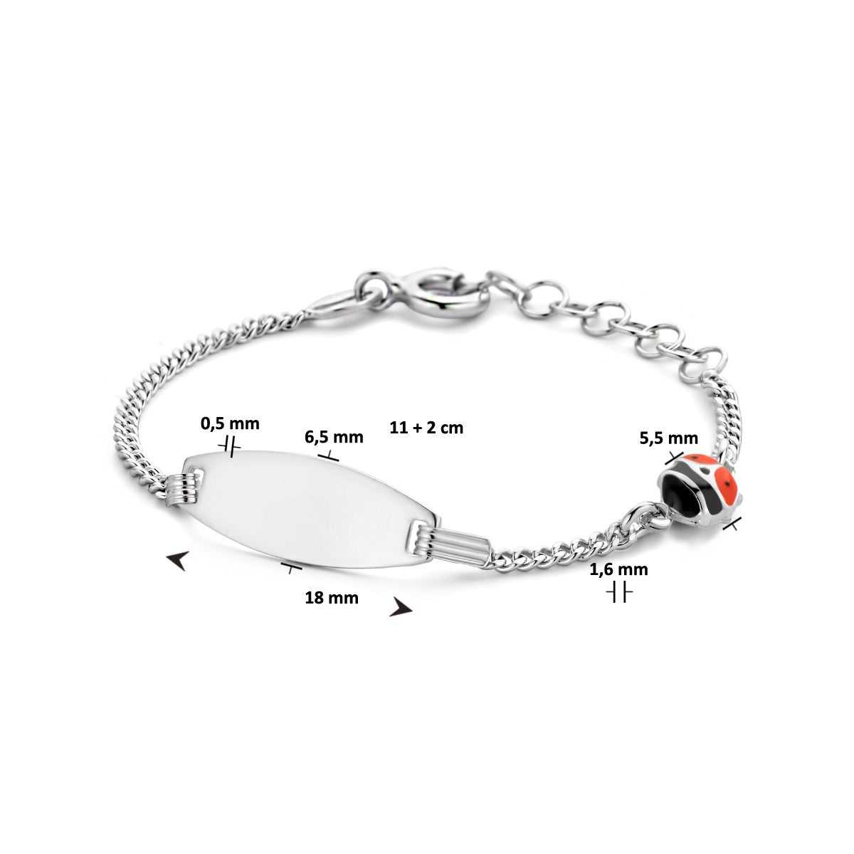 Zilveren graveerarmband lieveheersbeestje plaat 6,5 mm 11 + 2 cm 1336392 - PansiteNederland.nl