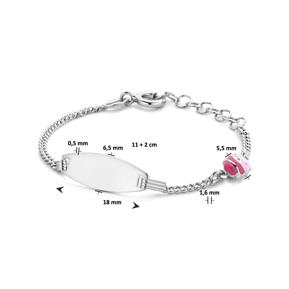 Zilveren graveerarmband lieveheersbeestje plaat 6,5 mm 11 + 2 cm 1336393 - PansiteNederland.nl