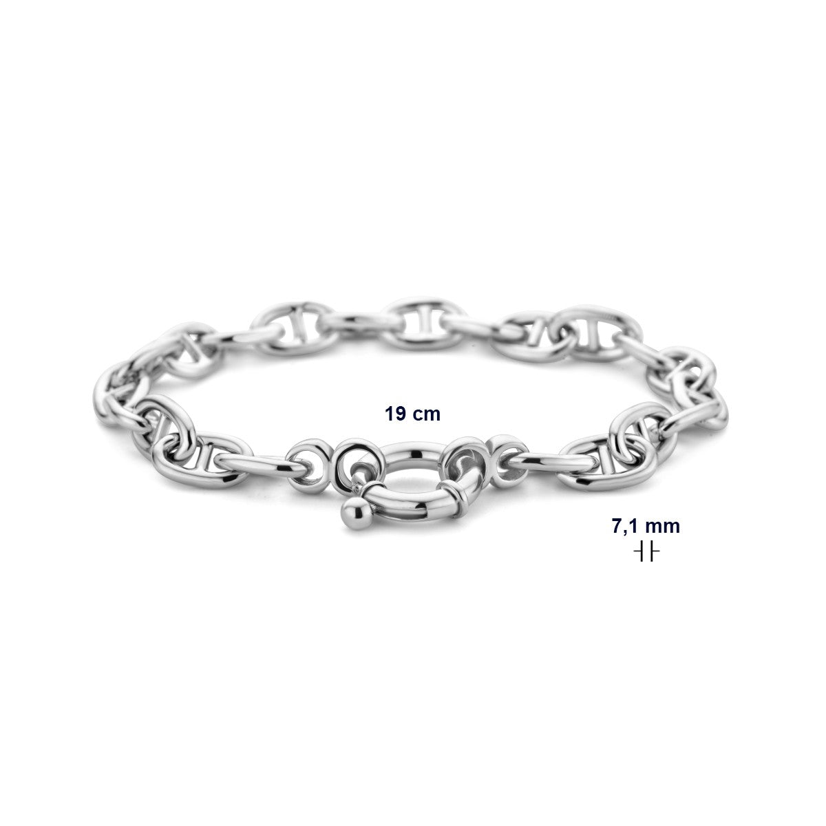 Fantasy Collection Armband marine met groot veerslot 7,1 mm 19 cm zilver