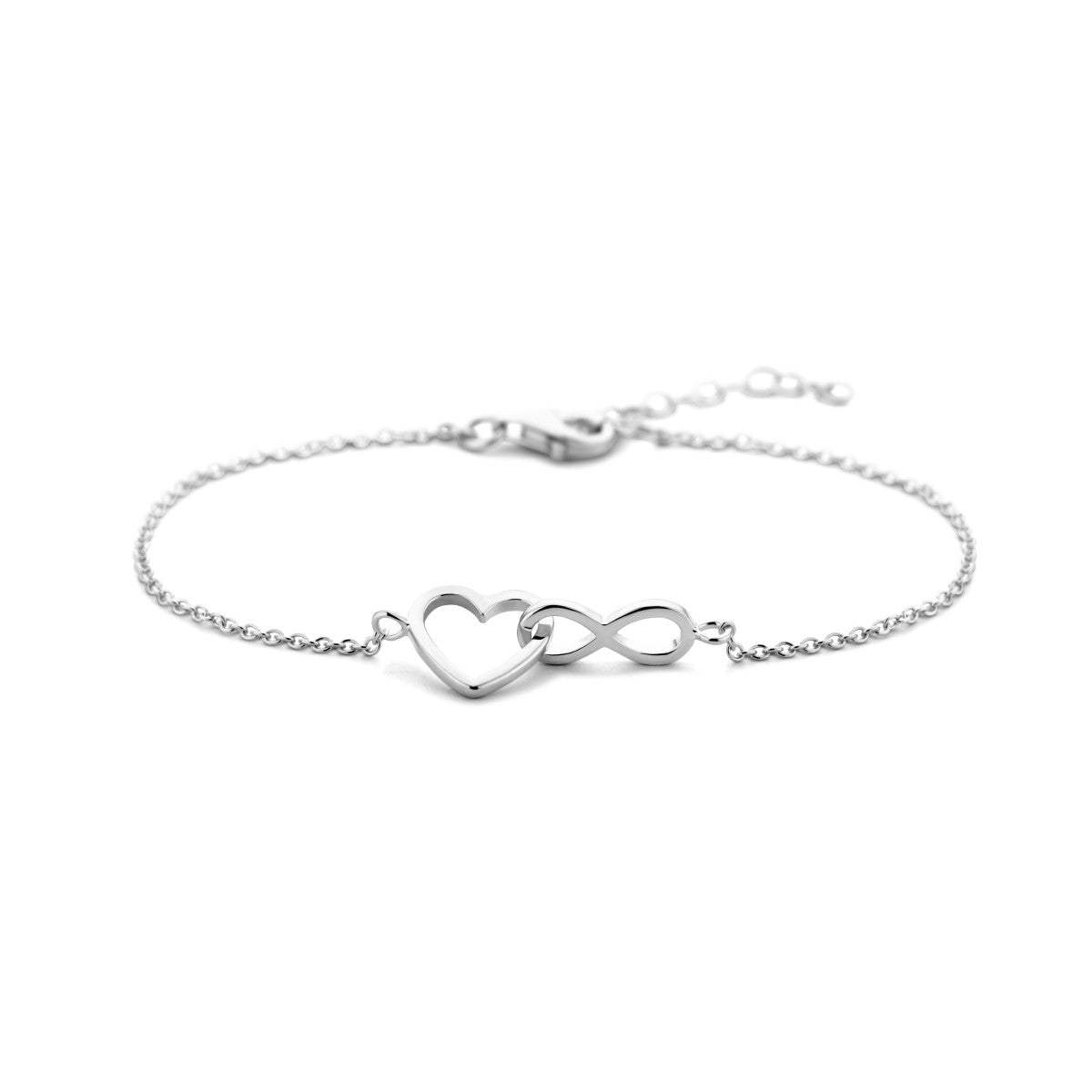 Fantasy Collection Armband hart en infinity 16 + 3 cm zilver