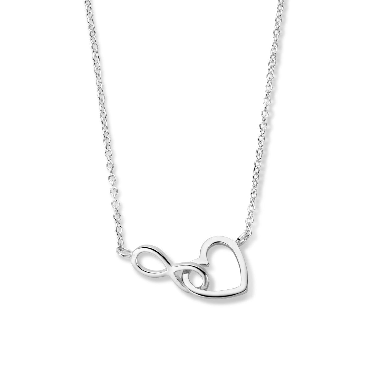 Fantasy Collection Collier hart en infinity 41 + 4 cm zilver