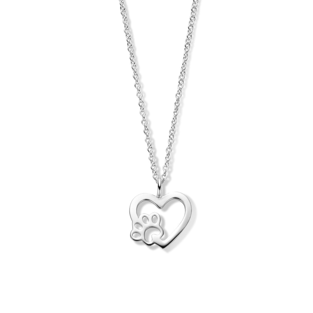 Fantasy Collection Collier hart hondenpoot 41 + 4 cm zilver