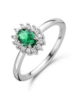 Gerhodineerd Zilver Ring Synth. Smaragd En Met Zirkonia Halo 1336548 - PansiteNederland.nl