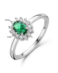 Gerhodineerd Zilver Ring Synth. Smaragd En Met Zirkonia Halo 1336548 - PansiteNederland.nl