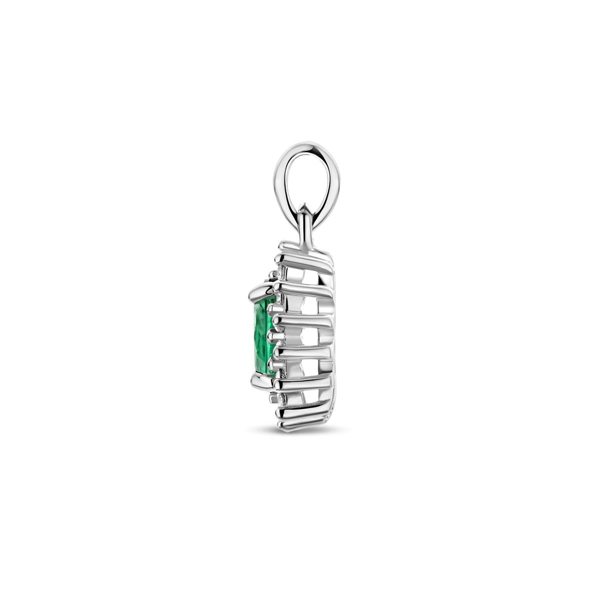 Fantasy Collection Hanger synth. smaragd en zirkonia halo zilver
