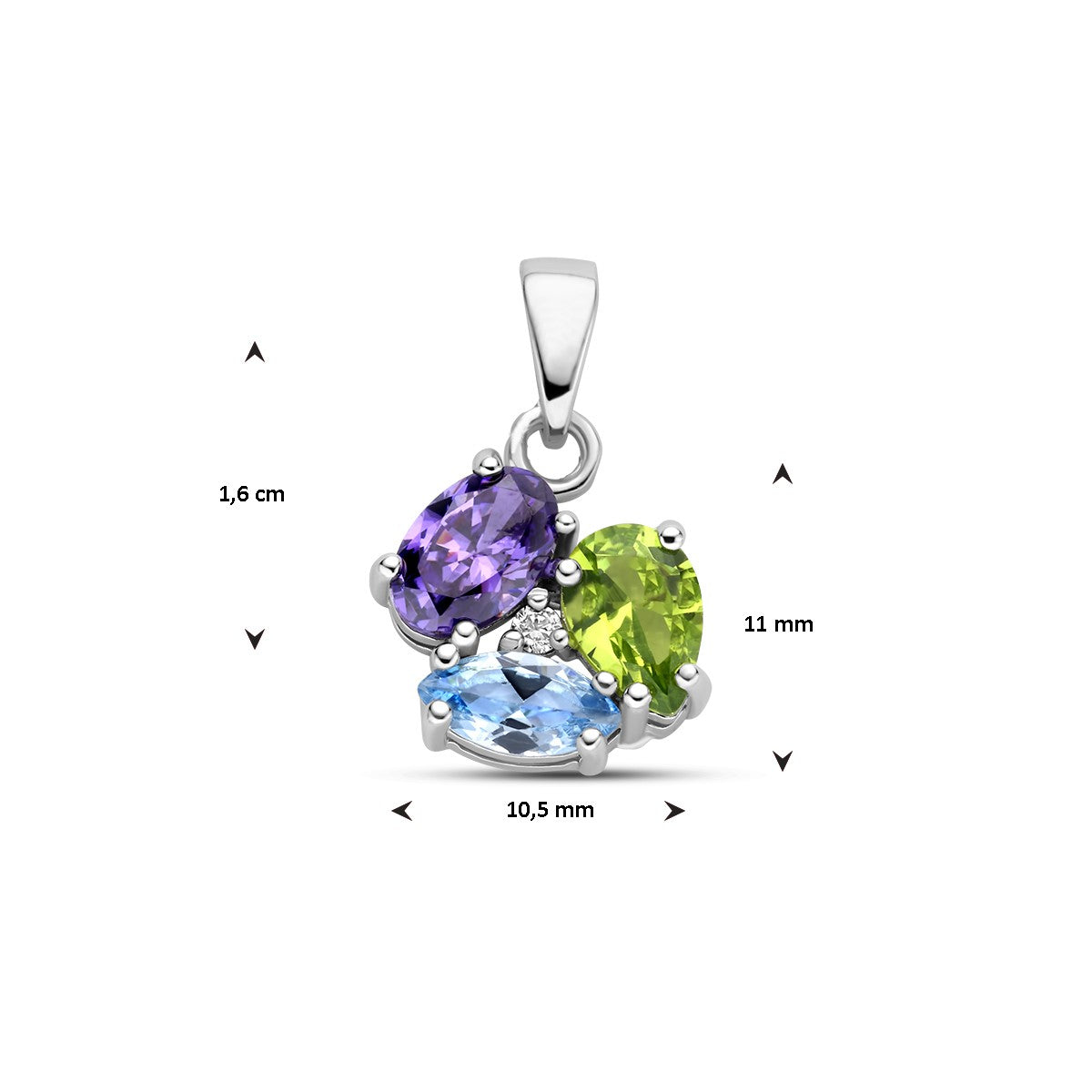 Fantasy Collection Hanger zirkonia en synth. edelstenen zilver