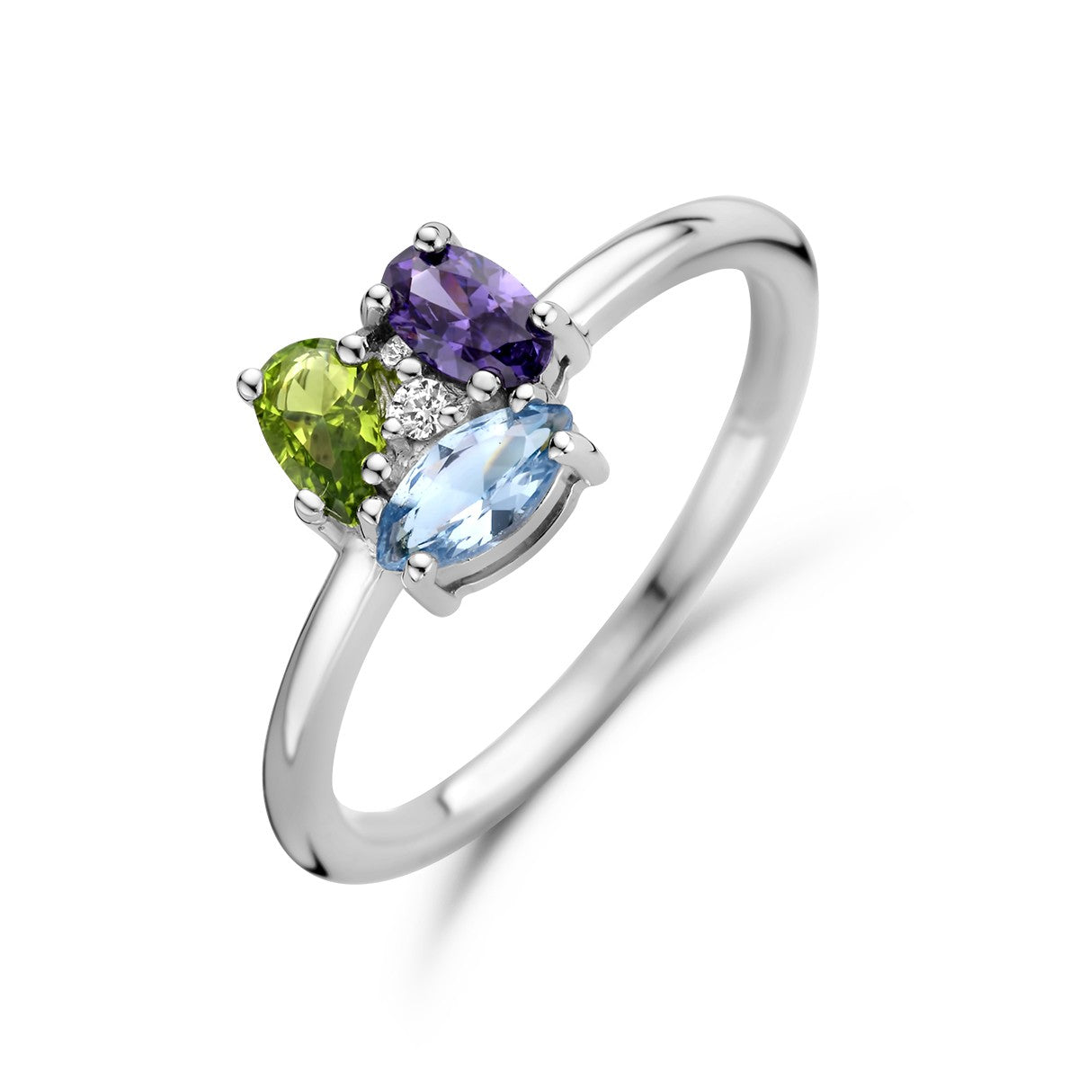 Fantasy Collection Ring zirkonia en synth. edelstenen zilver
