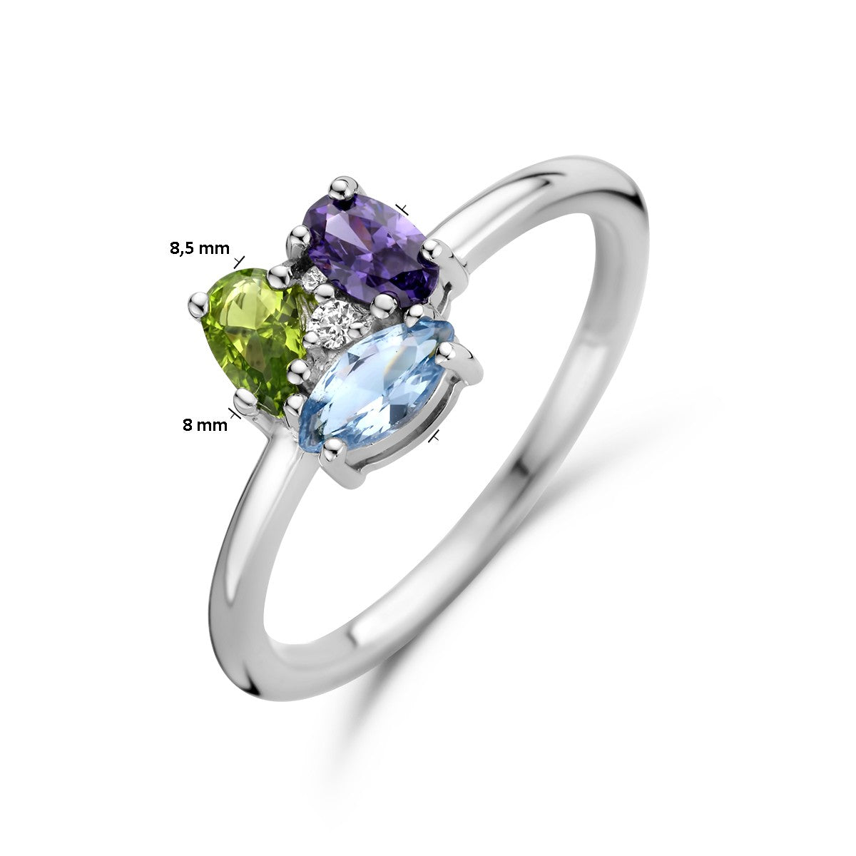 Fantasy Collection Ring zirkonia en synth. edelstenen zilver