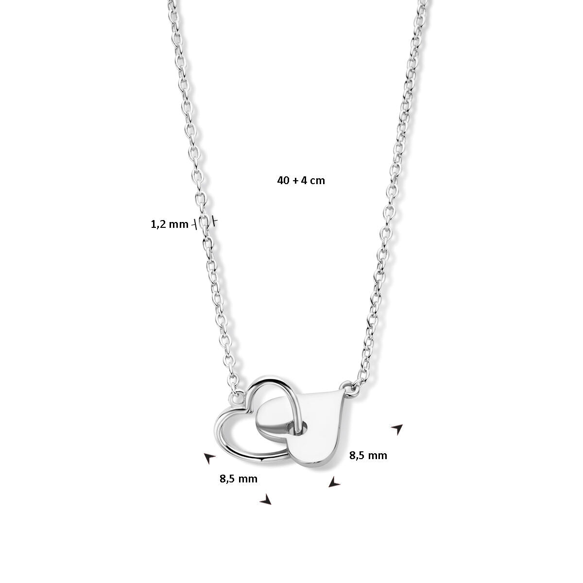 Fantasy Collection Collier hartjes 40 + 4 cm zilver