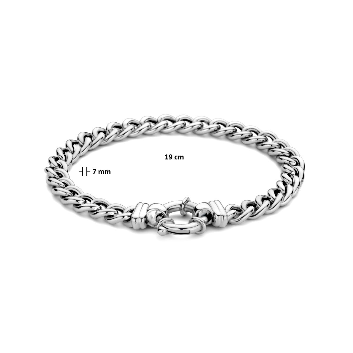Fantasy Collection Armband gourmette 7,0 mm 19 cm met groot veerslot zilver