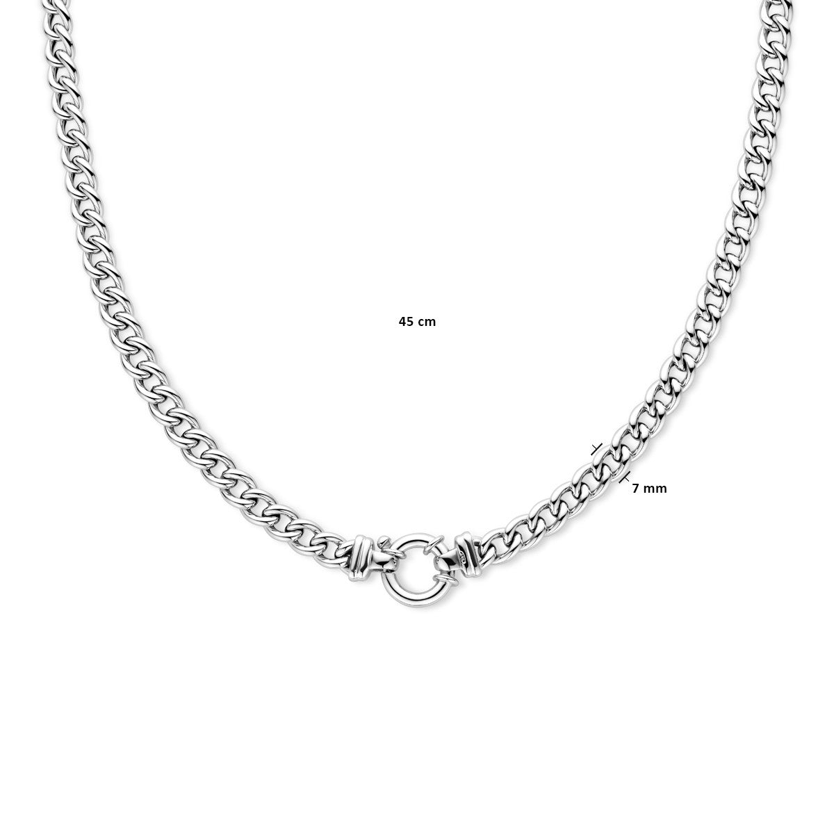 Fantasy Collection Collier gourmette 7,0 mm 45 cm met groot veerslot zilver