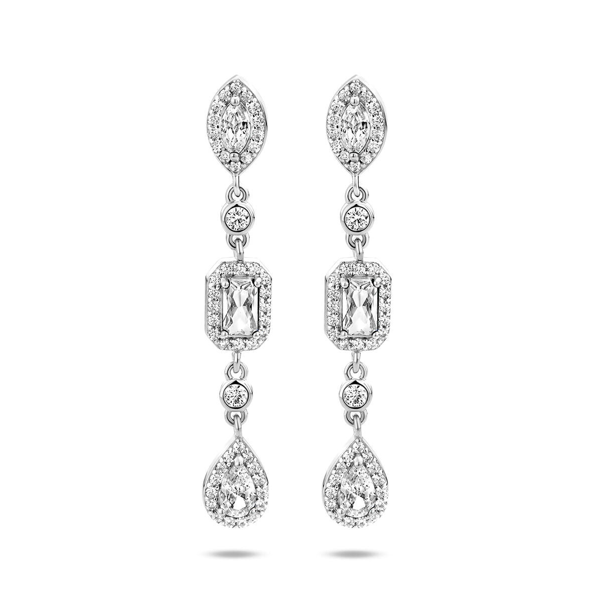 Fantasy Collection Hangende oorbellen zirkonia zilver