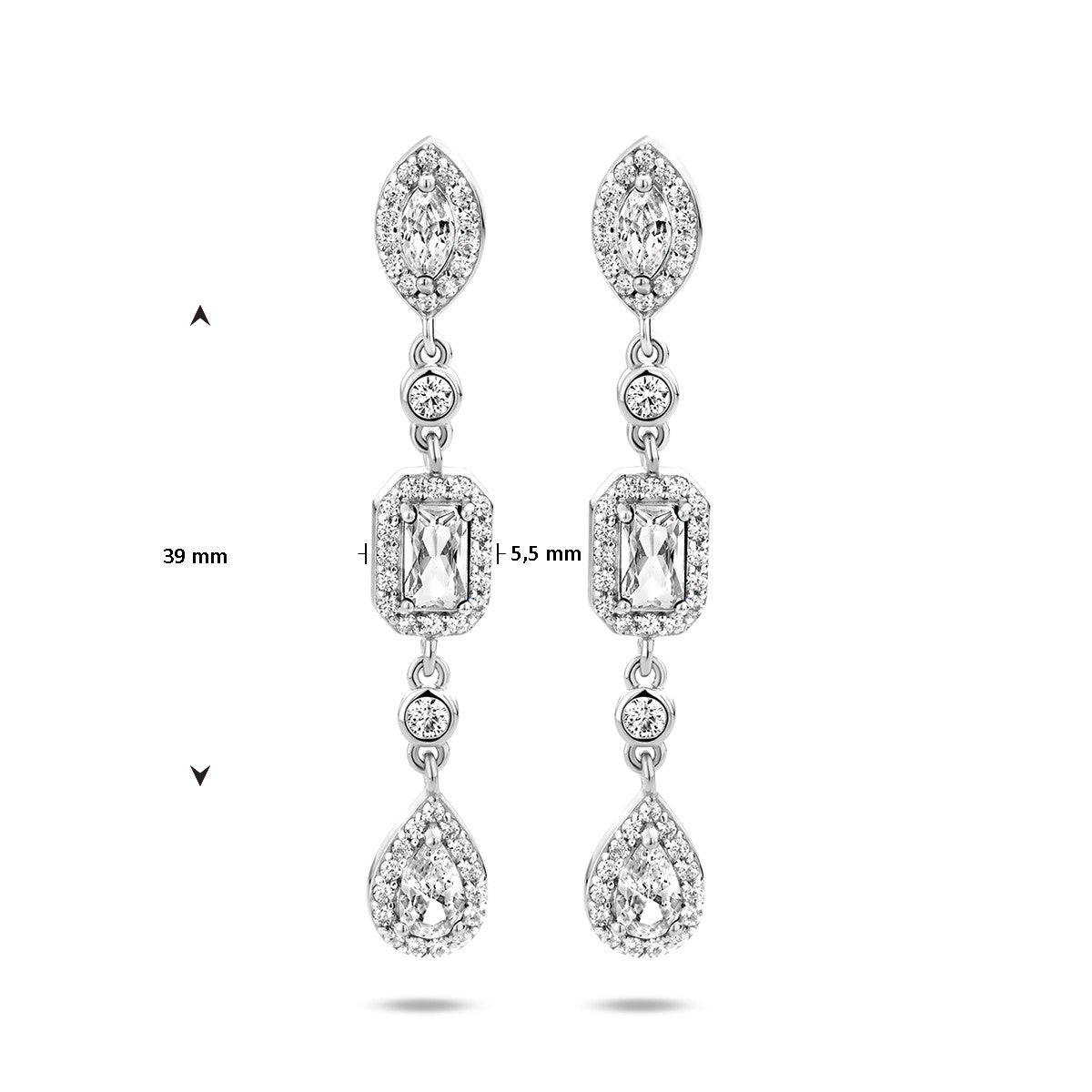 Fantasy Collection Hangende oorbellen zirkonia zilver